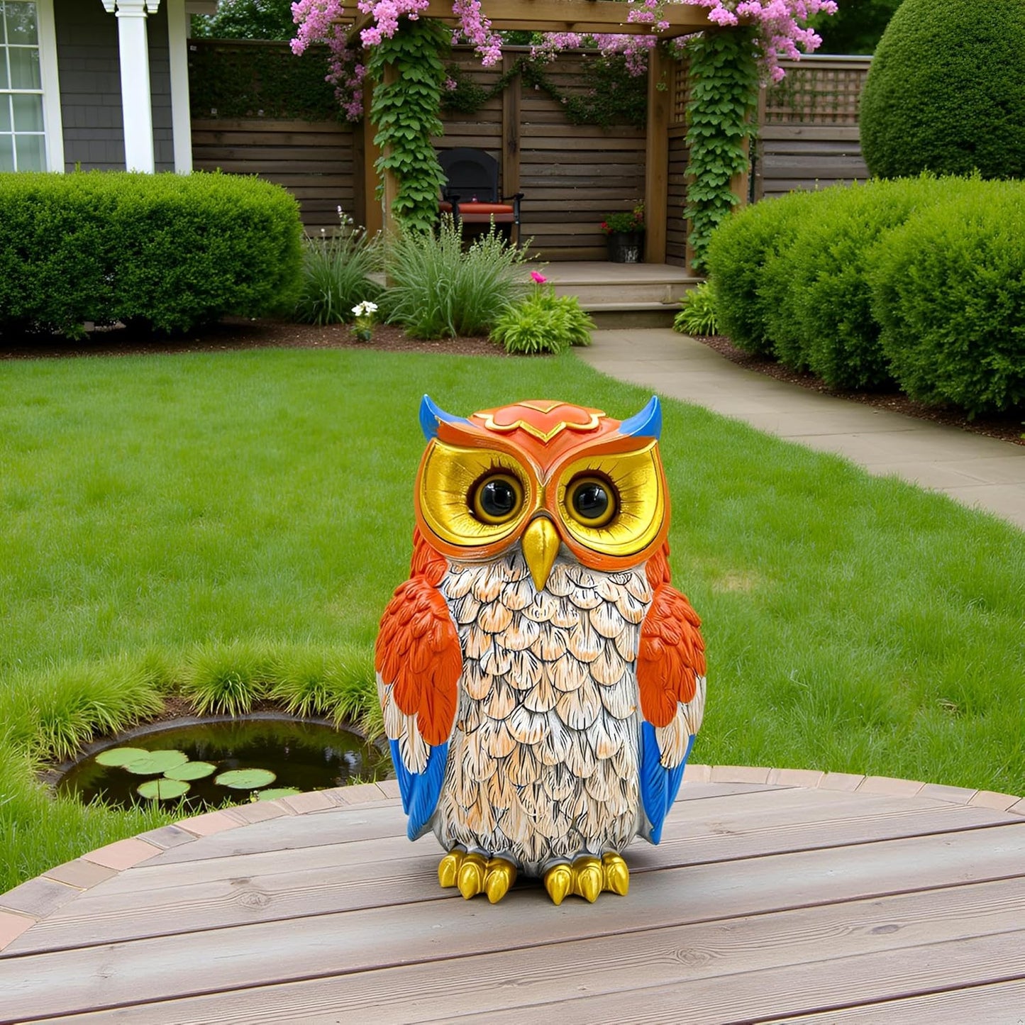 Cute Owl Figurine - Decorative Resin Statue with Gold Accents, 4.9 Inch Small Animal Decor for Home, Office, Kids Room, Gift for Owl Lovers