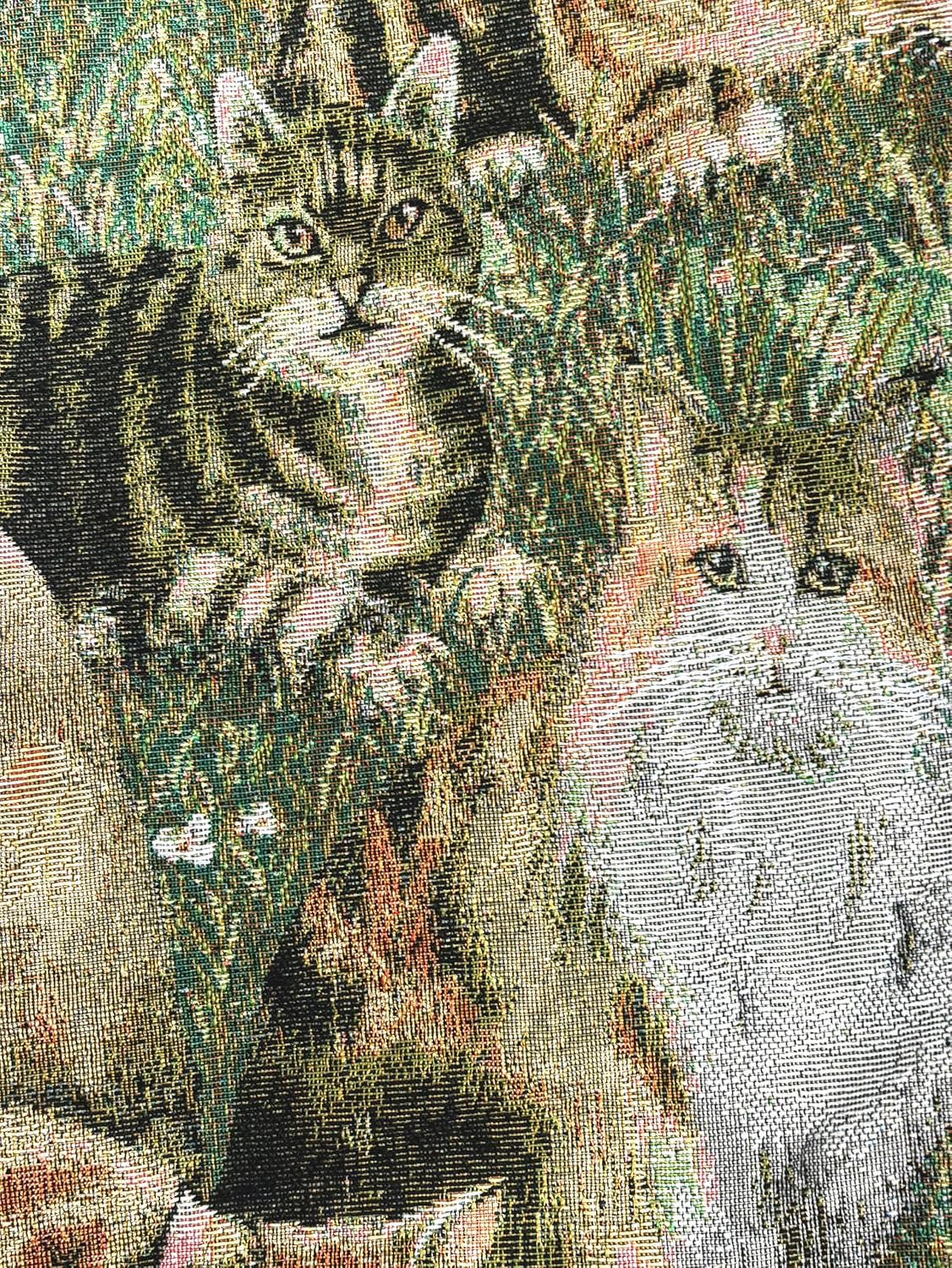 Cute Cat Garden Lumbar Throw Pillow Cover 12x 20, Art Painting Linen Pillow Cushion Cases, Farmhouse Decorative Pillows for Bed, Outdoor Couch Bedroom Car Green