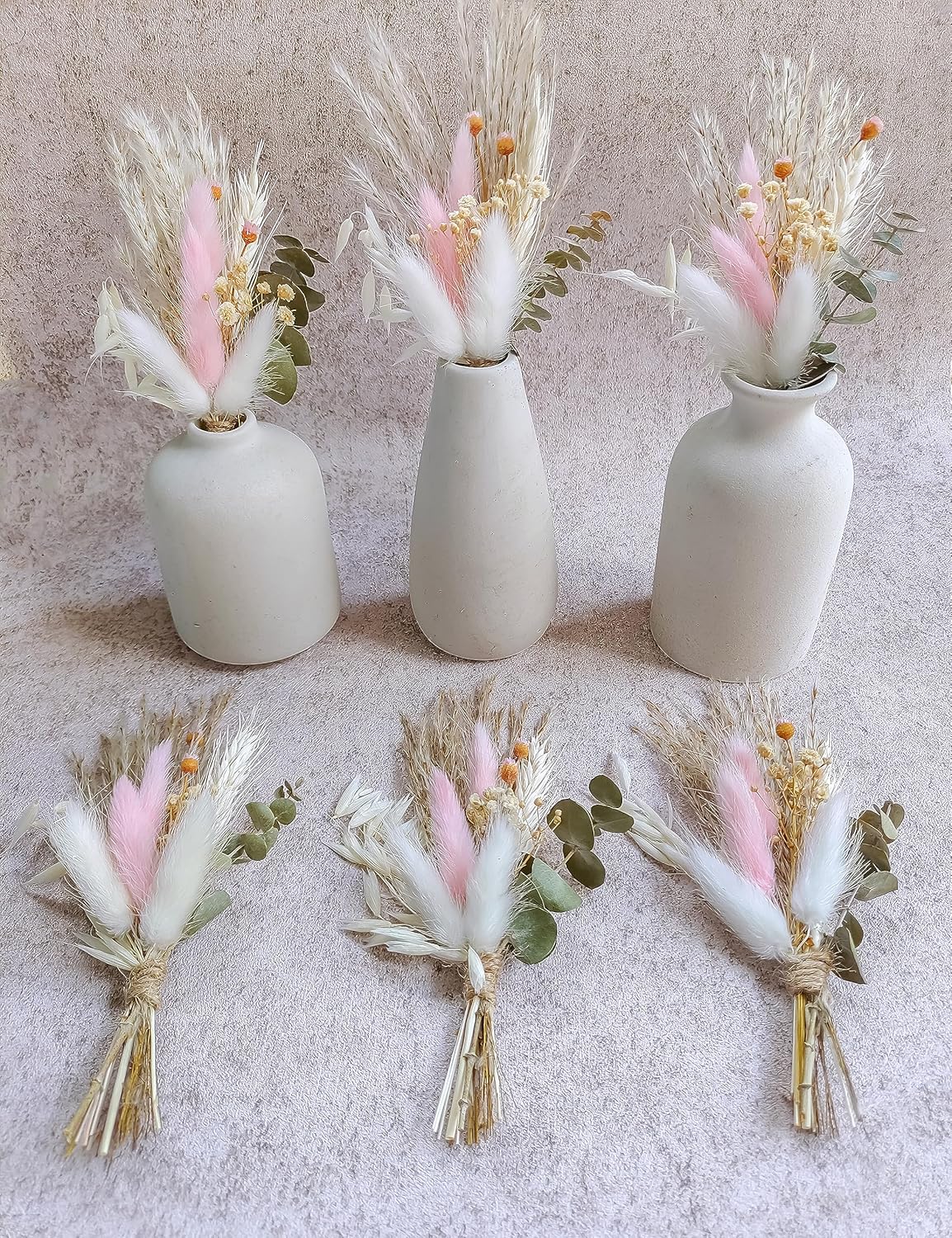 Mini Dried Flower Bouquets for Bridesmaid Proposal Gift Boxes, Birthday Cake Arrangements, boutonnieres, Small vases for Table Centers, Bohemian Wedding Decorations (Blush)
