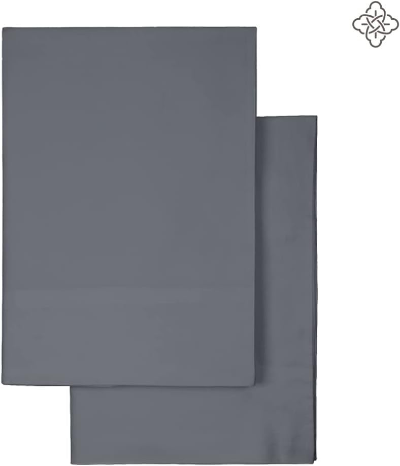 BIOWEAVES 100% Organic Cotton King Pillow Cases 300 Thread Count Soft Sateen Weave GOTS Certified – King Size, Set of 2, Grey