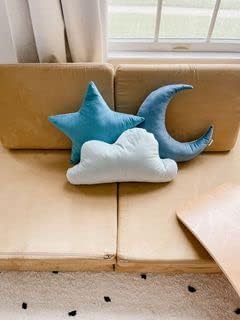 Decorative Pillow, Decorative Nursery Pillow, Playroom Décor, Cute Throw Pillows (Blue Moon)