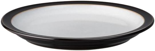 Denby - Elements Black Medium Plates Set of 4 - Contemporary Design with Black Detail - Ceramic Stoneware Tableware - Dishwasher & Microwave Safe - 8.6in Scratch Resistant Everyday Lunch, Salad Plates