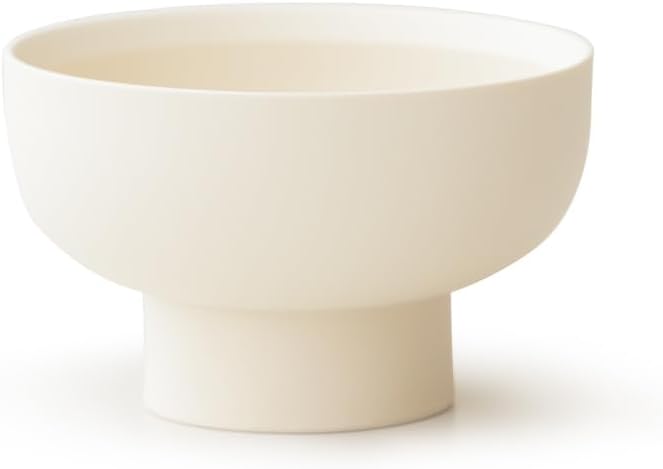 High-foot Fruit Bowl, Ceramic Pedestal Decorative Bowl, Round Bowl for Salad, H2.55" × W4.5" Small Size, 8.4oz, Matte Crème