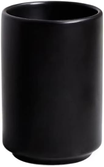 Japanese Simple Black and White Style, handleless Ceramic Mug, Tea Cup, Toothbrush Holder, Coffee Cups (Black)