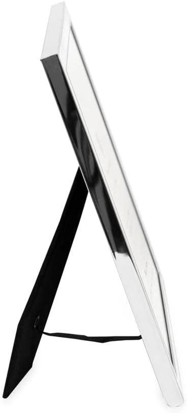 Isaac Jacobs 8x10 White Textured Leather (Vertical & Horizontal) & Silver Metal Picture Frame, with Black Fabric Easel, Wall-Mountable, Made for Tabletop, Home or Office (8x10, White W/ Silver)