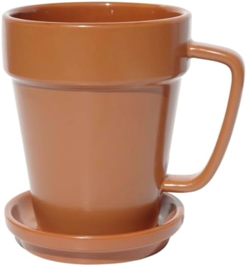 Flower pot coffee mug. Reusable coffee cups with lids The coffee cups are large glass cup with handle. Aesthetic gifts for women and men, fun birthday gifts, great coffee bar decor.