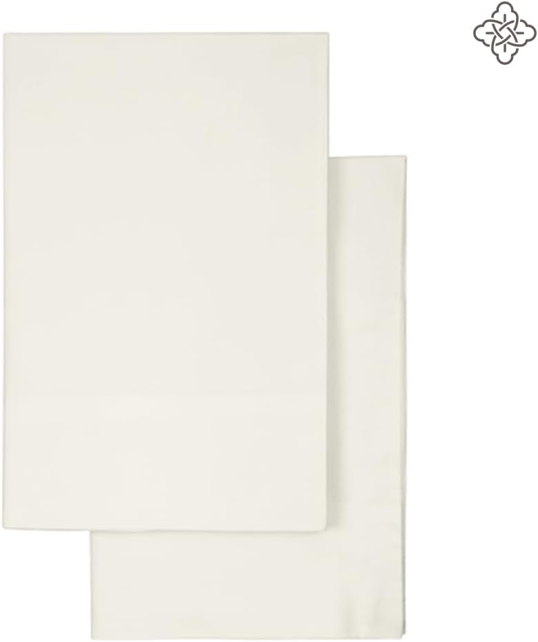 BIOWEAVES 100% Organic Cotton Pillow Cases 300 Thread Count Soft Sateen Weave GOTS Certified – Standard/Queen Size, Set of 2, Natural
