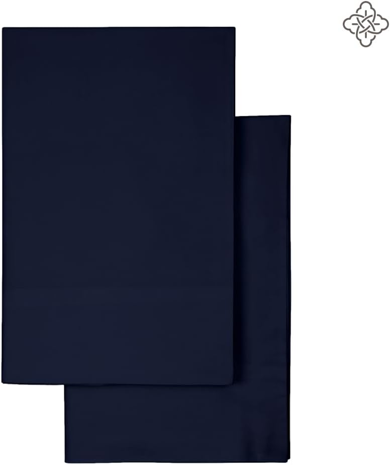 BIOWEAVES 100% Organic Cotton King Pillow Cases 300 Thread Count Soft Sateen Weave GOTS Certified – King Size, Set of 2, Navy Blue