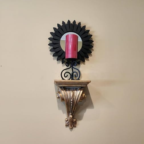 Honiway Boho Wall Decor Mirrors for Wall 2 Pack 12 inch Wood Decorative Mirror for Room Decor Rustic Farmhouse Mirror for Bedroom Bathroom Living Room Kitchen Black