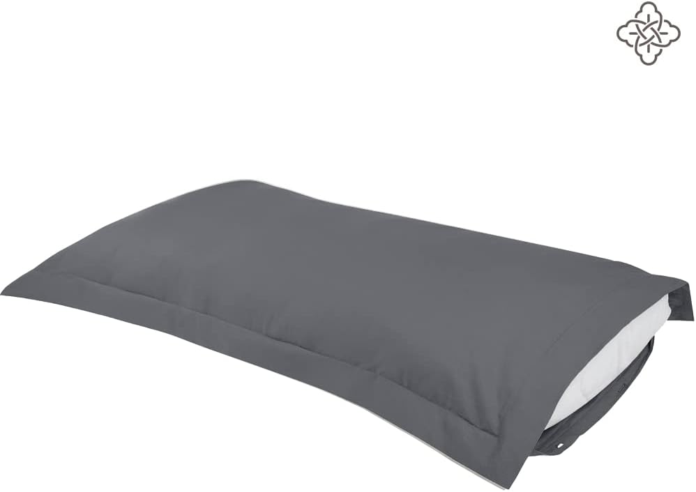BIOWEAVES 100% Organic Cotton King Pillow Shams 300 Thread Count Soft Sateen Weave GOTS Certified – King Size, Set of 2, Grey
