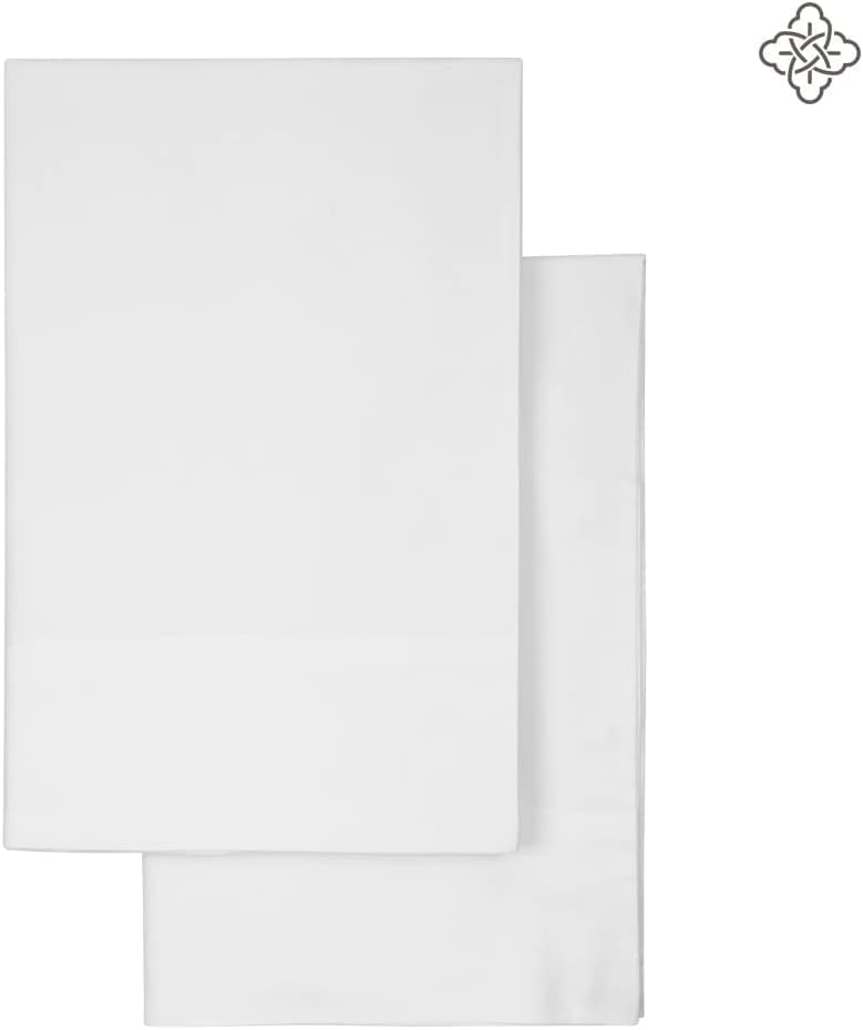 BIOWEAVES 100% Organic Cotton Pillow Cases 300 Thread Count Soft Sateen Weave GOTS Certified – Standard/Queen Size, Set of 2, White