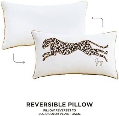 Juicy Couture – Decorative Accent Pillow Velvet Safari Leopard Premium Reversible Throw Pillow Living Room and Bedroom Décor Measures 14" x 24" Cheetah on White