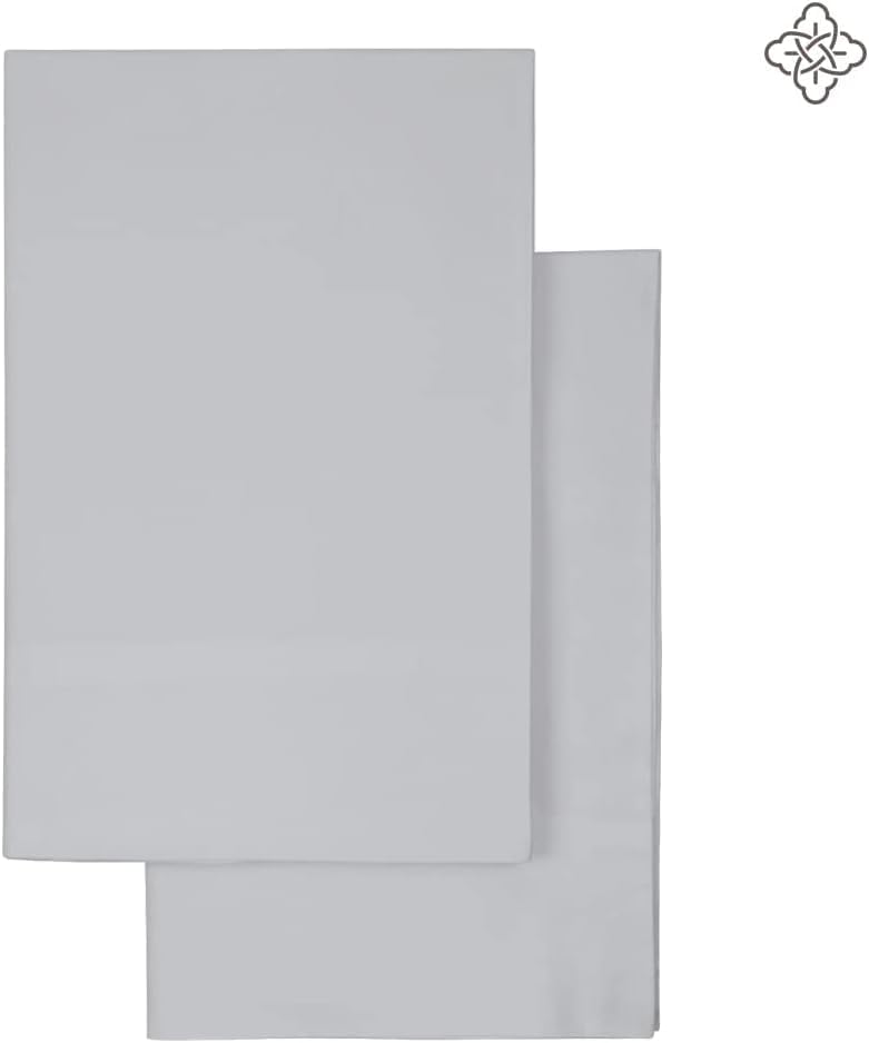 BIOWEAVES 100% Organic Cotton Pillow Cases 300 Thread Count Soft Sateen Weave GOTS Certified – Standard/Queen Size, Set of 2, Glacier Gray