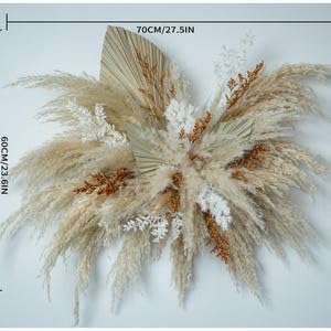 1pc 88.9cm Natural Pampas Grass Wall Hanging, 35 Inch Dried Reed Bouquet, Beige to Brown, Bohemian Home Decor (Desert Whisper)