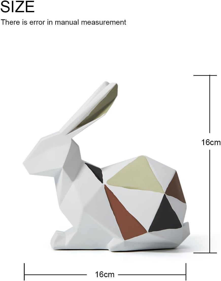 HAUCOZE Rabbit Statue Bunny Decor Geometric Arts Modern Figurine Polyresin 6.1inch