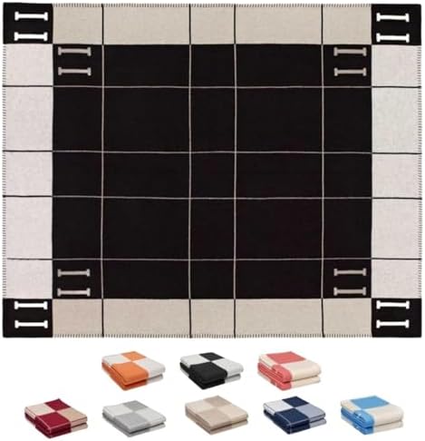 h Blanket Soft Throw Blanket Faux Fleece Cashmere Plaid Warm Shawl Thick Knitted Plush Cozy Comfy for Women Throw Blanket for Sofa Couch Bed Queen King Size 55x66 in (Black)