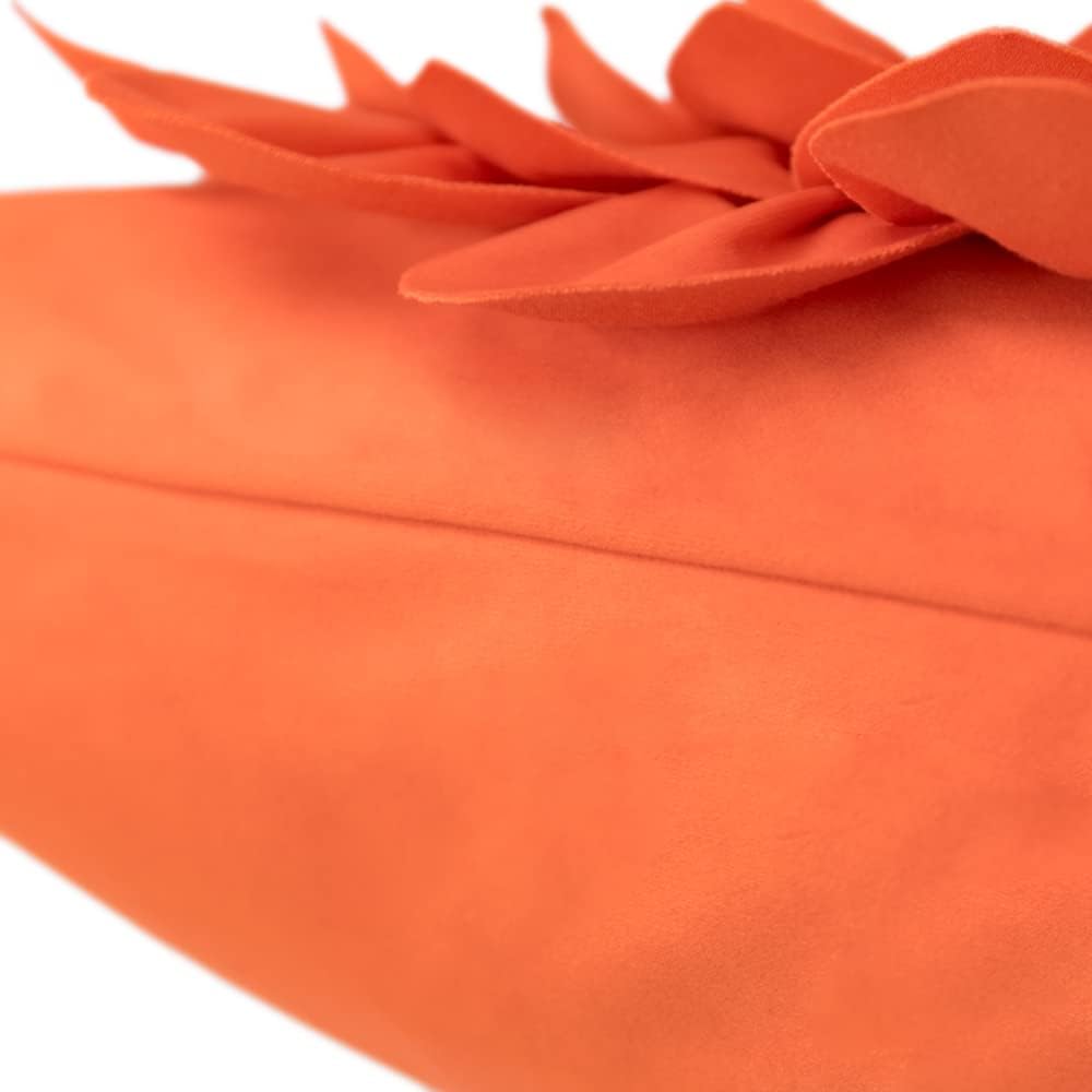 Decorative 3D Flower Throw Pillow Covers Handmade Cushion Cases for Sofa Car Bed Home Room Decor 18 x 18 Inch Orange