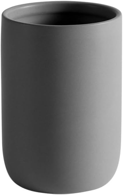 Japanese Simple Black and White Style, handleless Ceramic Mug, Toothbrush Holder, wash Cup, Large Capacity, Thickened and Enlarged Drinking Cups 11 oz(330ml) (Grey)