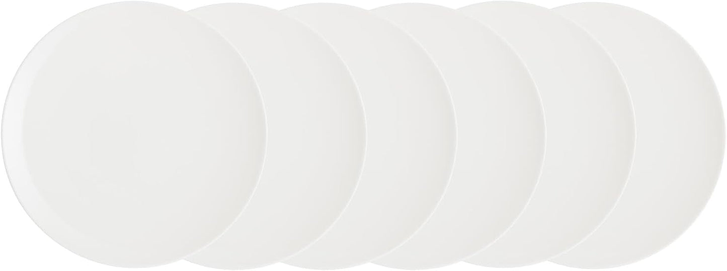 Denby - Classic White Porcelain Medium Plates Set of 6-9 Inch Glazed, Dishwasher Microwave Oven Safe - Scratch Chip Resistant Lunch, Appetizer, Dessert Plates - Dinnerware Plate Set