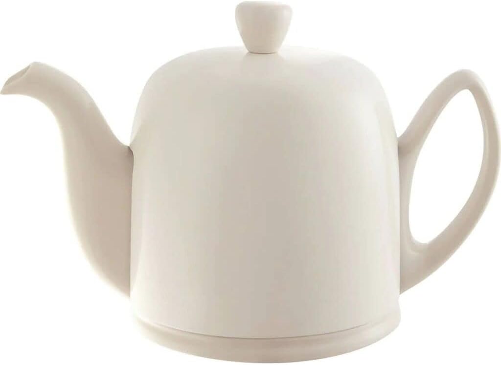 DEGRENNE Luxury French Tea Set - Porcelain Teapot Set with 2 Tea Cups, Ceramic Kettle for Loose Tea, Stainless Steel Cover, Removable Infuser - Monochrome Pink Nude