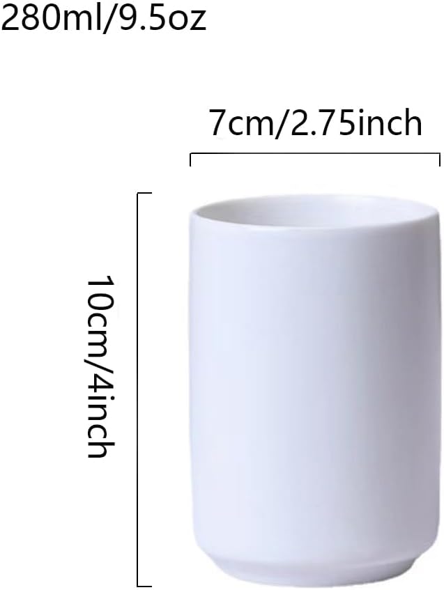Japanese simple black and white style, handleless ceramic mug, tea cup, toothbrush holder, coffee cups (White)