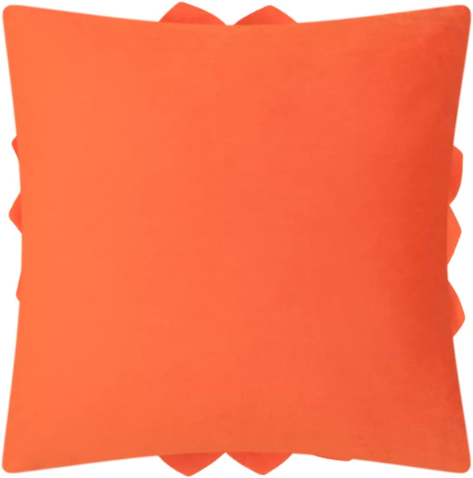 Decorative 3D Flower Throw Pillow Covers Handmade Cushion Cases for Sofa Car Bed Home Room Decor 18 x 18 Inch Orange