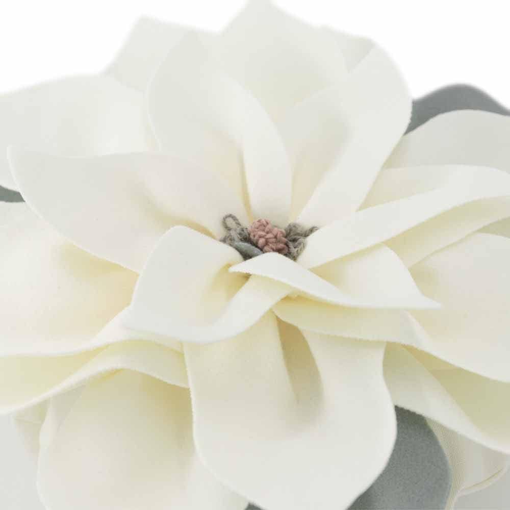 JWH 3D Flower Throw Pillow Cover Decorative Aesthetic Colorful Floral Accent Pillow Case Round Cushion Handmade Pillowcase for Couch Bed Living Room Chair Home Bedroom 14 Inch Beige White