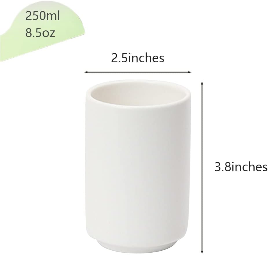 Japanese Style Ceramic Tea Cup, Handleless Ceramic Mug, Matte Glazed Couple Cup, Suitable for Drinking Water, Tea, Coffee (White)