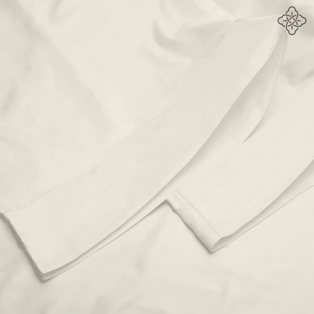 BIOWEAVES 100% Organic Cotton Pillow Cases 300 Thread Count Soft Sateen Weave GOTS Certified – Standard/Queen Size, Set of 2, Natural