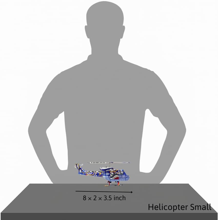 DYI Handcrafted Helicopter Model Made from Recycled Beer Cans — Small — Unique Gift for Beer Lovers, Dad, or Collectors — Eco-Friendly Bar Décor (Blue)