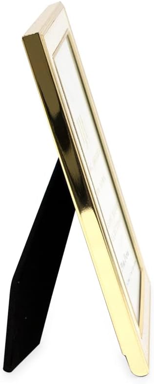 Isaac Jacobs 4x6 White Textured Leather (Vertical & Horizontal) & Gold Metal Picture Frame, with Black Fabric Easel, Wall-Mountable, Made for Tabletop, Home or Office (4x6, White W/ Gold)