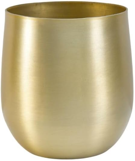 Serene Spaces Living Brass Look Aluminum Vase, Brass Decorative Accents Use as Brass Planter for Plant, Gold Flower Vase for Wedding or Event Centerpiece, Metallic Pot for Home, Medium, Single
