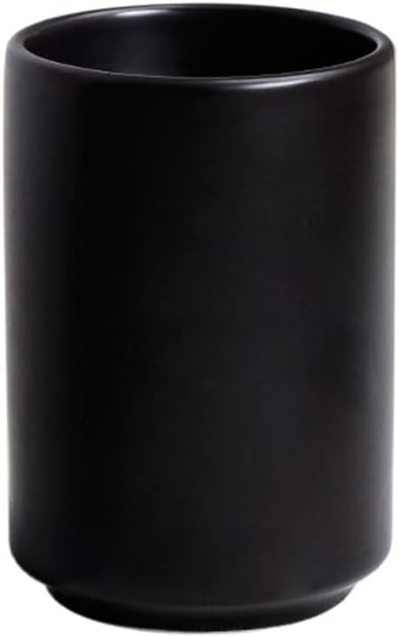 Japanese Ceramic Tea Cups, Handleless Ceramic Mugs, Simple Coffee Mugs, Solid Color Matte Glazed Tea Cups, Cups for Couples (Black)