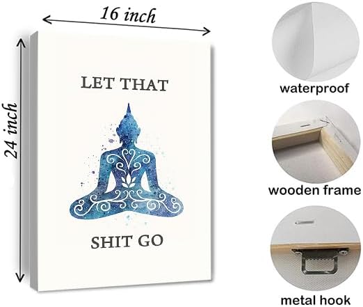 Let That Shit Go Bathroom Quote Canvas Wall Art Modern Art Print Funny Canvas Print and Poster Home Living Office Decor Yoga Room Ready to Hang Framed 16 * 24 Inch