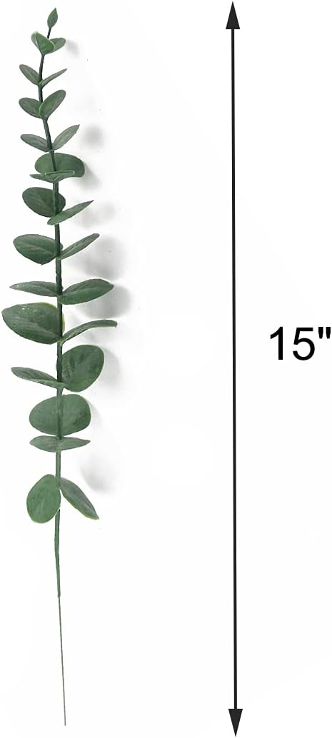 Tinsow 5 Pcs Real Touch Leaf Artificial Eucalyptus Stem Faux Eucalyptuses Wedding Bouquet Centerpiece Home Decor (Green)