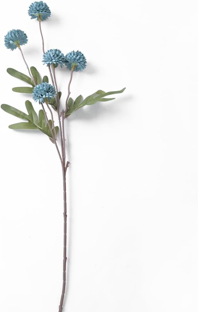 Laelfe 5pcs Dandelion Artificial Flowers Bridal Bouquet Wedding Home Party Decor (Dusty Blue)