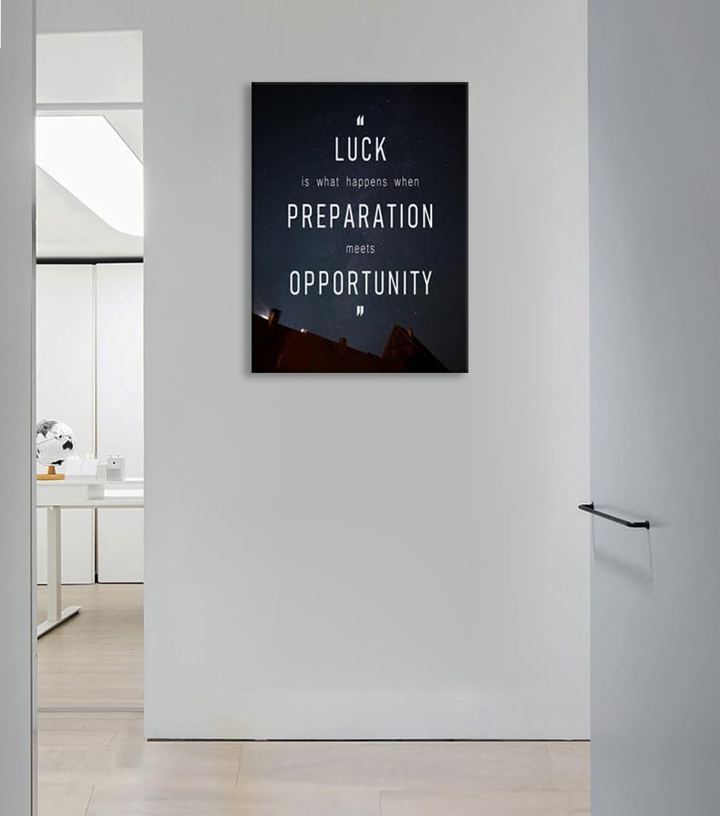 Inspirational Quote Poster "Luck Is Preparation Meets Opportunity" Motivational Wall Decor for Gym Office Bedroom Home Modern Artwork Ready to Hang[30" W X 40" H]