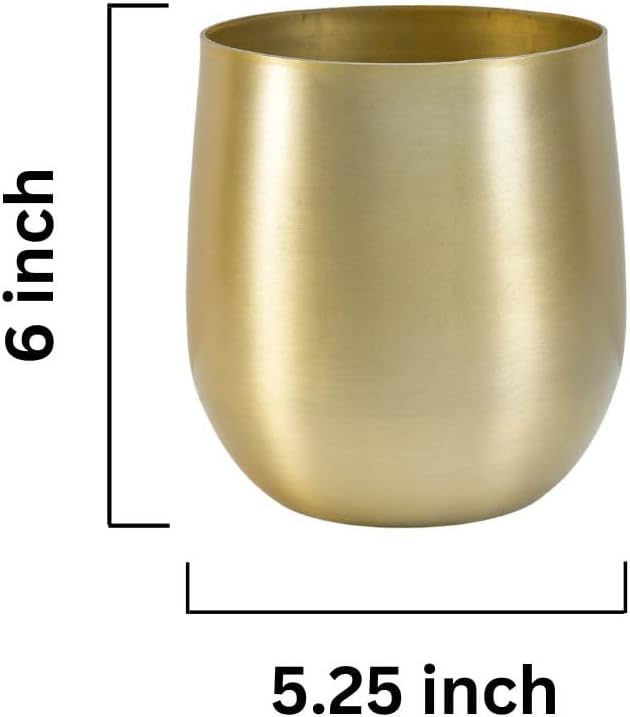 Serene Spaces Living Brass Look Aluminum Vase, Brass Decorative Accents Use as Brass Planter for Plant, Gold Flower Vase for Wedding or Event Centerpiece, Metallic Pot for Home, Medium, Single