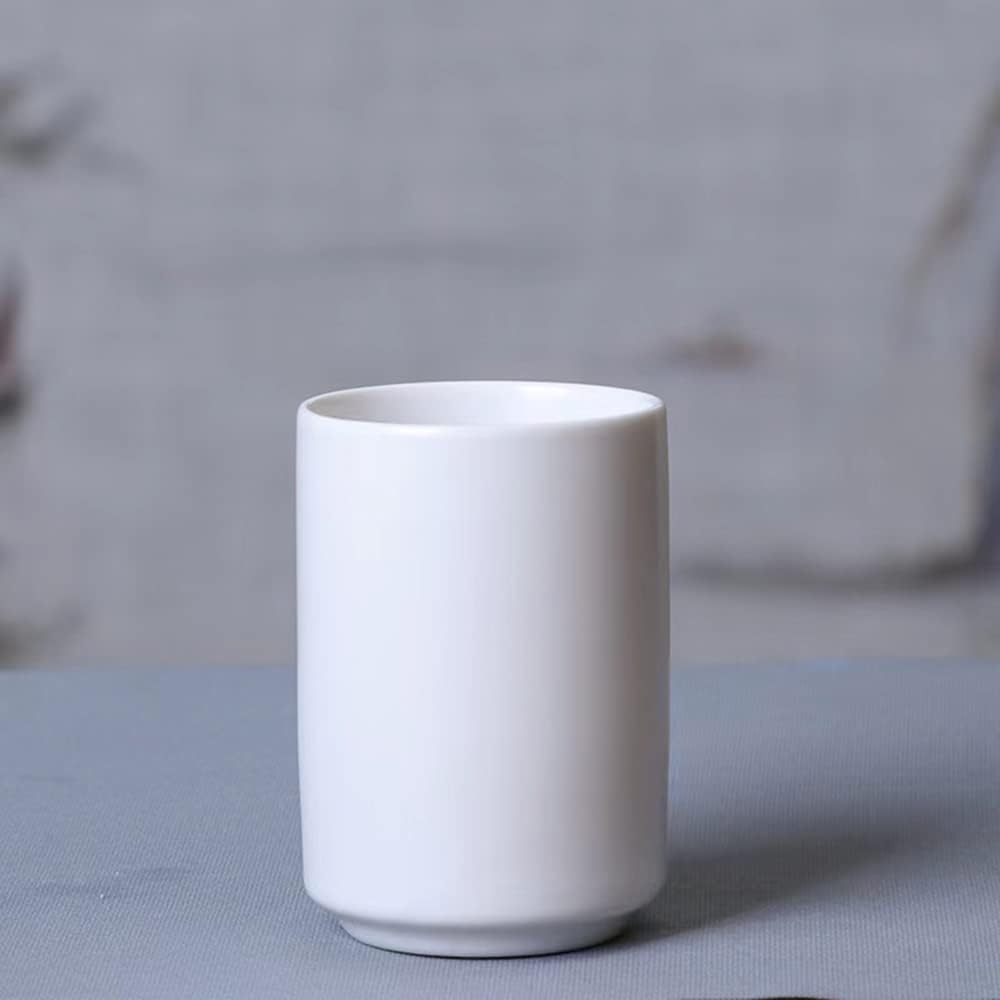 Japanese simple black and white style, handleless ceramic mug, tea cup, toothbrush holder, coffee cups (White)