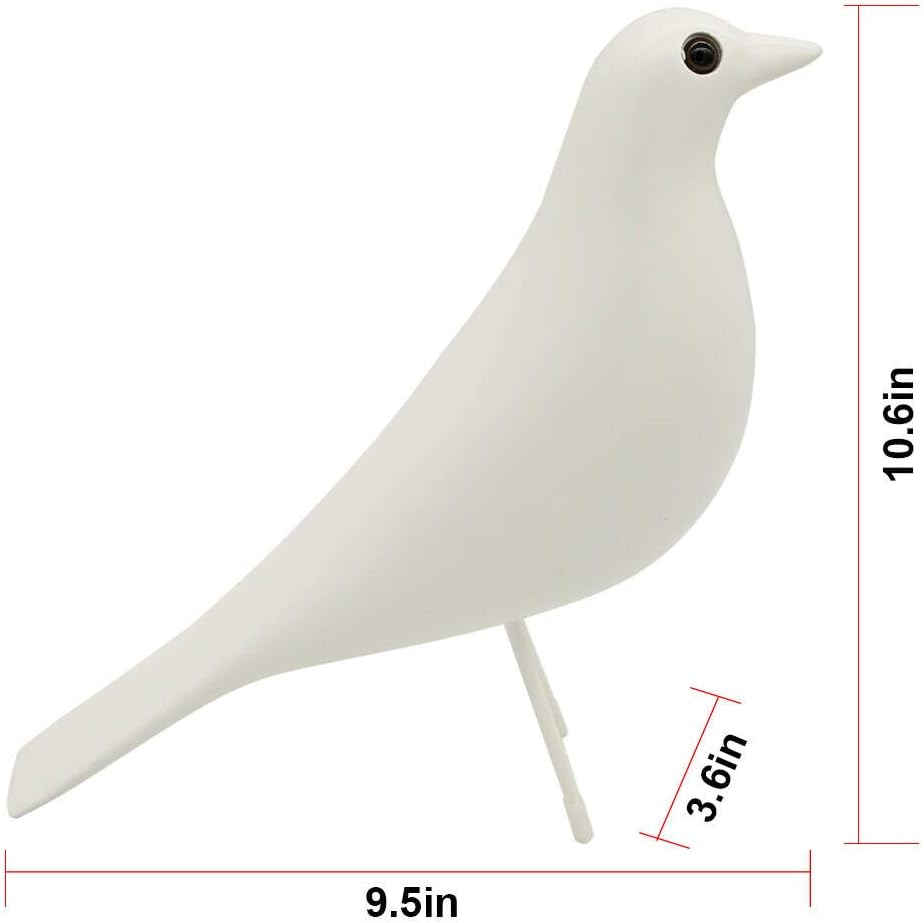 Mid-Century House Bird Home Decor - Room Decor Adornment for Hotel Restaurant Cafe Office Desk Dove Ornament, Arts Pigeon Gifts (White)