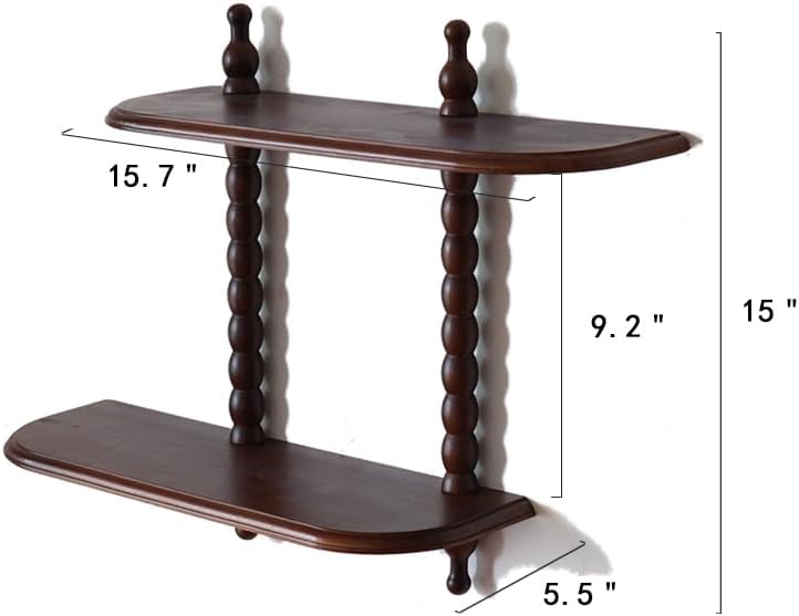 FRIADE 2-Tier Wall Mounted Floating Shelf with Two Roman Column,Decorative Display Shelf for Entrance,Bathroom, Bedroom, Living Room, Kitchen,Office (Dark Brown)