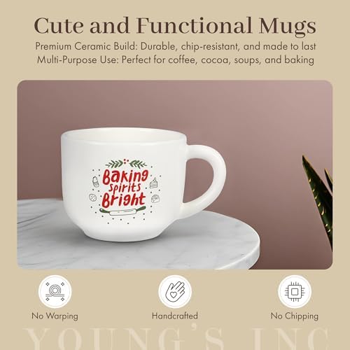 Young's Inc Ceramic Coffee Mug, Bee Print Mason Jar Cups for Tea, Coffee, Cold Drinks, Gift for coffee Lovers, Birthday, Microwave-Safe Dishwasher Safe Kitchen Decor