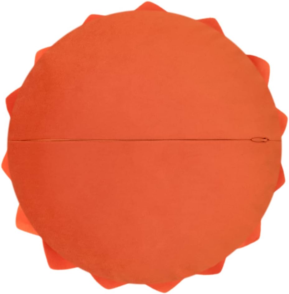 Decorative Throw Pillow 3D Flower Round Pillow Accent Handmade Cushion with Insert for Couch Bed Home Decor 14 inch Orange