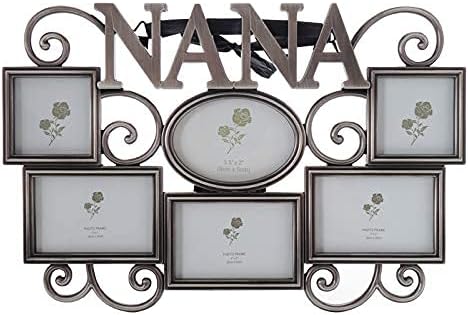 Lasody Nana Picture Frame,Cherish Every Memory,6 opening photo collage,Antique Silver,Mothers Day GiftsLasody Fathers Day And Mothers Day Collage Picture Frame (3”X2“+2“x2", Nana)