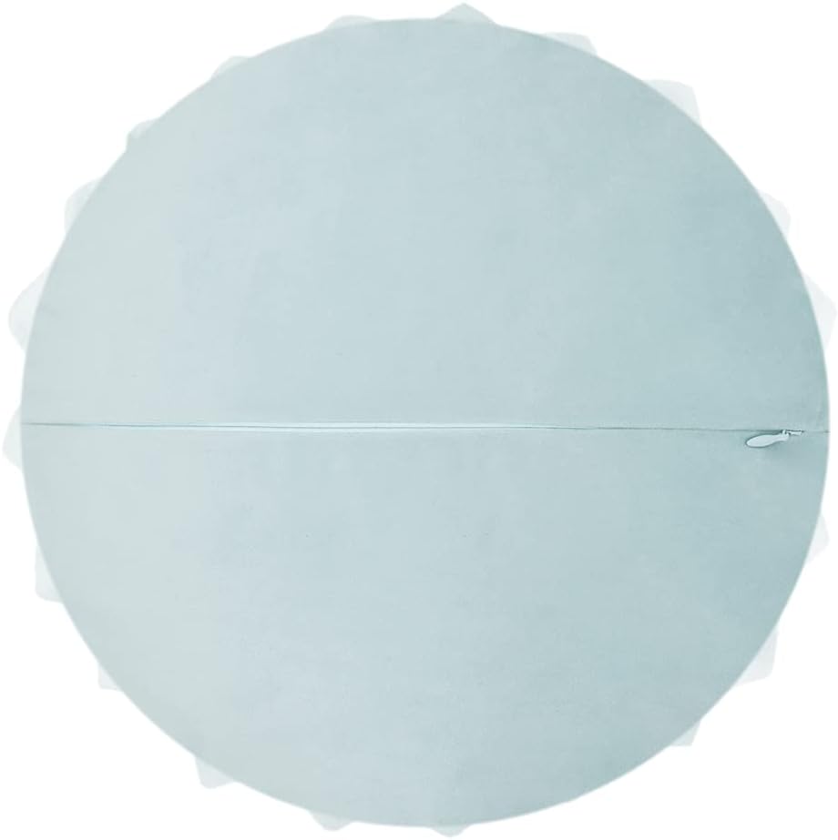 JWH 3D Flower Throw Pillow Cover Decorative Round Cushion Cover Handmade Pillowcase Soft Velvet Pillow Case Bed Couch Living Room 12 Inch Light Blue