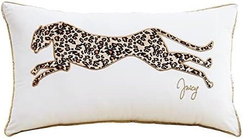 Juicy Couture – Decorative Accent Pillow Velvet Safari Leopard Premium Reversible Throw Pillow Living Room and Bedroom Décor Measures 14" x 24" Cheetah on White
