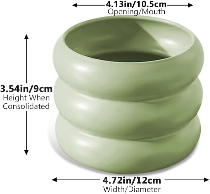 4.7 Inch Modern Plant Pot Green Ceramic Glaze Succulent Planters for Indoor Unique Pots, Planter with Drainage Holes Small Bubble Porcelain for Herb Snake Plants