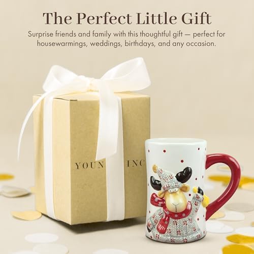 Young's Inc Ceramic Coffee Mug, Bee Print Mason Jar Cups for Tea, Coffee, Cold Drinks, Gift for coffee Lovers, Birthday, Microwave-Safe Dishwasher Safe Kitchen Decor