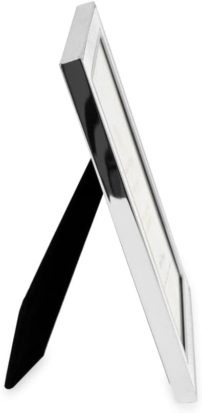 Isaac Jacobs 5x7 White Textured Leather (Vertical & Horizontal) & Silver Metal Picture Frame, with Black Fabric Easel, Wall-Mountable, Made for Tabletop, Home or Office (5x7, White W/ Silver)