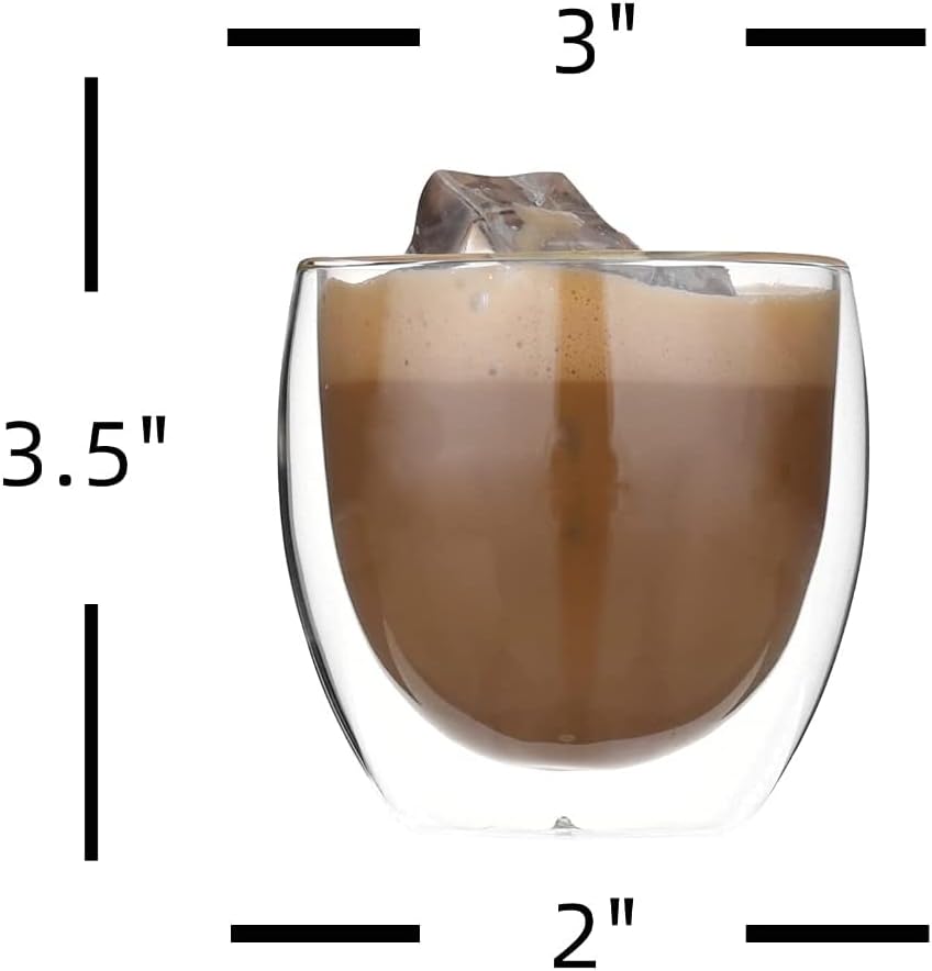 LEMONSODA Insulated Glasses Double Walled (8.5 oz, 12 oz) (8.5oz, Set of 4)